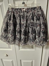 H M Girls Pleated Bunny Print Skirt With Built-in Petticoat Size 7