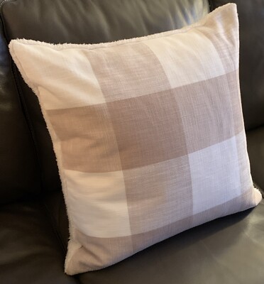 Pottery Barn Bryce Check Sherpa Back 24'x24' Pillow Cover with