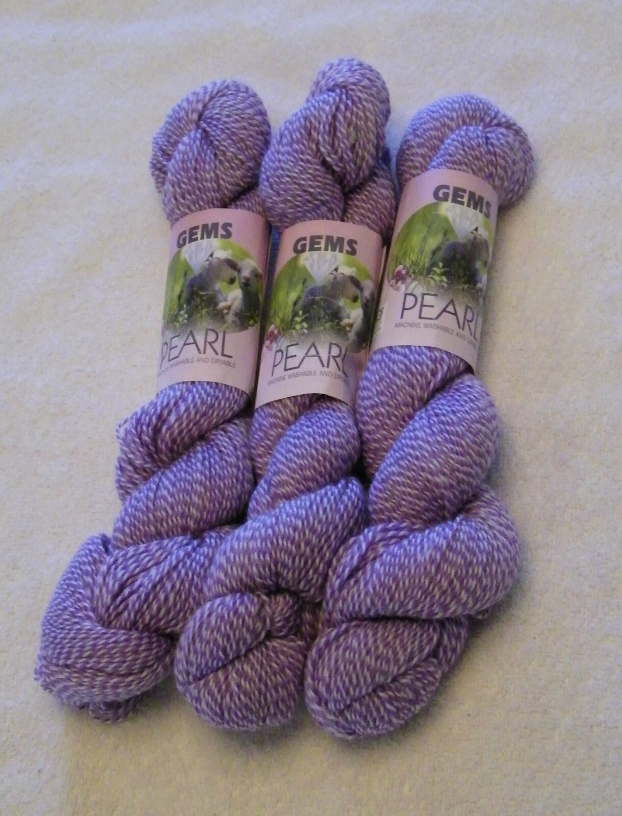 3 Hank Lot Louet "Gems Pearl" 100 Merino Wool Fingering Wt. Baby Lilac