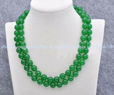 Women's 8/10/12mm Natural Green Jade Gemstone Round Beads Necklace 36" AAA 