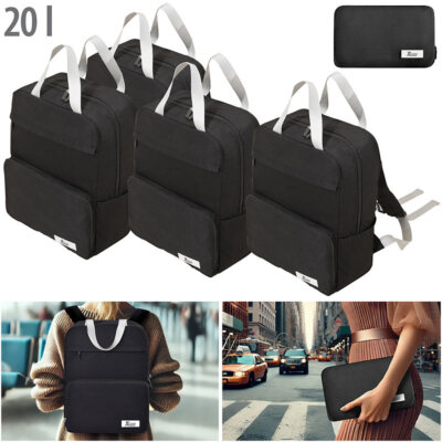Xcase 4er-Set faltbare Rucksäcke, ultraleicht, 20 Liter, schwarz, 247g