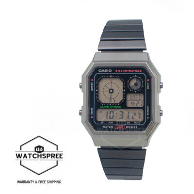 Casio Digital Vintage Black Ion Plated Stainless Steel Band Watch