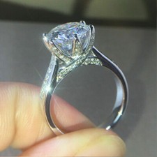3.75Ct Round Cut Lab-Created Diamond Engagement  Wedding Ring In 14K White Gold