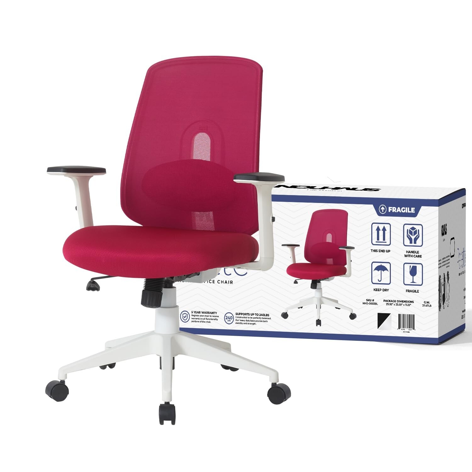 Nouhaus Palette Ergonomic Mesh Office Chair, Breathable Office Computer Desk ...