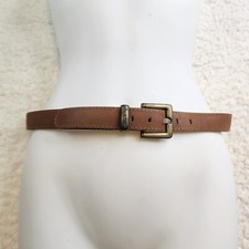 Vintage Lizwear Leather Belt Brown Brass Hardwear Adjustable Old Money Classy