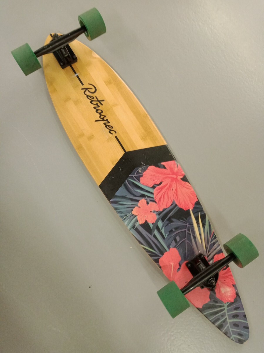 Retrospec Zed Pintail Longboard 41-Inch, Tropical Flora, White