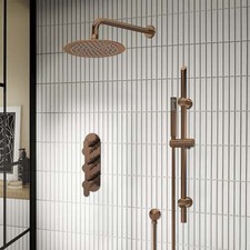 Thermostatic Concealed Shower Valve Shower Head Arm Slide Rail Kit Bronze