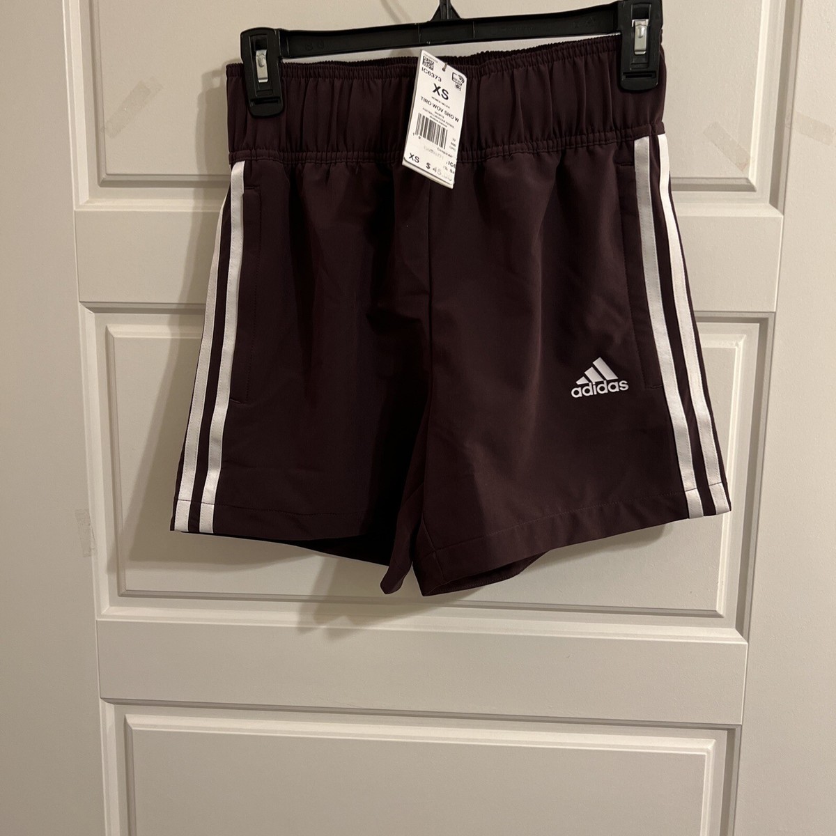 Adidas Women's Tiro Maroon Shorts White Stripes Soccer