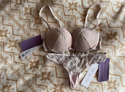Underwear set, bra thong string, 75B - size 36, lace, sexy, new & unworn