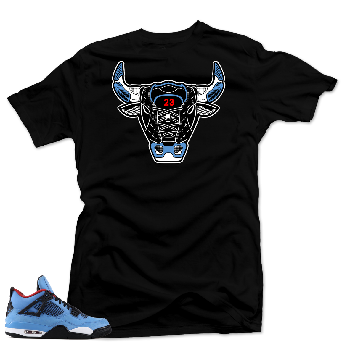 Shirt to Match Jordan 4 Cactus Jack Sneakers.Bull 4 Black Tee | eBay