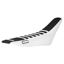2001-2006 KTM SX-SXF JDR  gripper seat cover  WHITE/ BLACK/WHITE #73 LOGO
