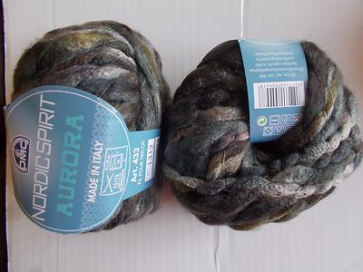 DMC Nordic Spirit Aurora wool blend roving yarn, Stone, lot of 2 (33 yds ea)