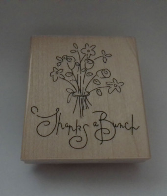 BRAND NEW JRL DESIGN THANKS A BUNCH BOUQUET WOOD MOUNTED FLOWER STAMP ...