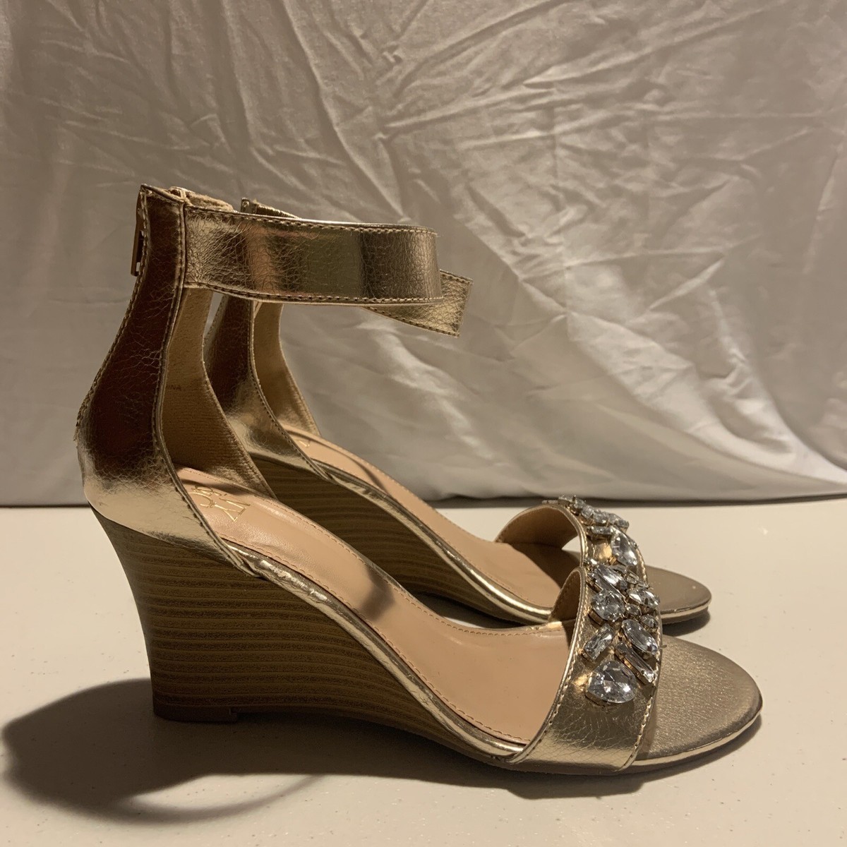 Sandales Plateforme à Brides Tressées NY&Co - Noir - Taille 8 US - Talon 4" - Occasion
