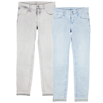 MAC Dream Slim Leg Stretchjeans Cropped Jeans Damen Denim Strass Blau Hellgrau