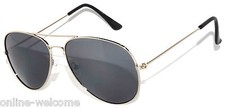 SILVER FRAME SMOKE LENS AVIATOR STYLE METAL SUNGLASSES SHADES UV400 MEN WOMEN