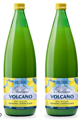 Italian Volcano USDA Organic Lemon Juice 1 Liter Bottle - 2 Pack