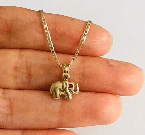 10K Real Gold Elephant Necklace 18 