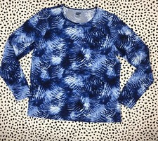 Lands End Navy Blue Tie Dye Long Sleeve Sun Shirt UPF SWIM TEE XL Rashguard