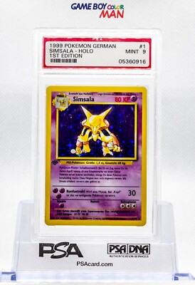 1999 WOTC POKÈMON TCG SIMSALA ( GERMAN ALAKAZAM ) 1ST EDITION PSA