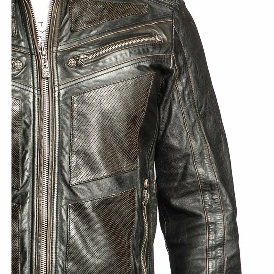 AFFLICTION Leather FIRE HORSE MEN'S JACKET Black Biker MMA - Image 3 of 4