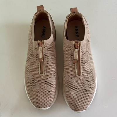 Anne Klein Terri Sneakers Women 10 Tan Great Zip Knit Fashion Shoes
