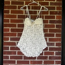 Vintage Cinema Etoile Ivory Lace Babydoll Chemise Bridal Lingerie Small