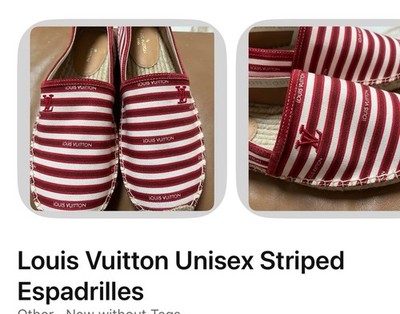 Louis Vuitton Espadrilles Red &White Stripes. Features Iconic Branding Size 40