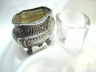 Victorian Repousse Footed Sterling Salt Cellar With Clear Glass Insert No Mono  — photo 3
