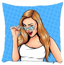 Pop Art Girl Pillow Cover, Modern Decorative Cushion, Pop Art Home Decor