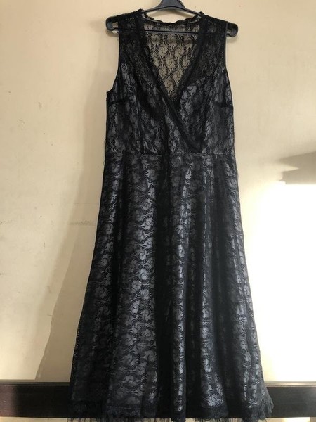 Women Laura Ashley Dress Black Nylon 44 / XXL / 52