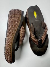 Volatile Women's Thong Slip-On Sandals Brown/Black Textile Upper Rubber Sole 6