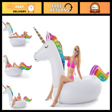 Giant Inflatable Unicorn Pool Float - Ride-On Summer Beach Raft for Kids Adult