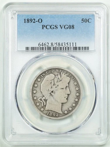 1892-O 50C Barber Liberty Head Half Dollar VG08 PCGS 58435111