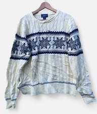 Mervyn Herren beige Zopfmuster Aran Fischer Stil Weihnachten Pullover-XL