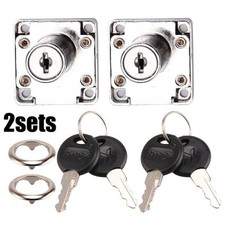 Lock Cabinet Lock Mailbox Silver Steel 2Locks 4Keys Cabinet Cam Cupboard