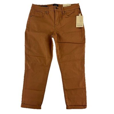 NYDJ Margot Girlfriend Jeans 8 Petite Rust Brown Cool Embrace Lift Tuck Tech