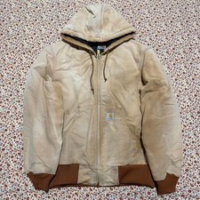 Vintage 90s Made in USA Carhartt Super Sun Faded Light Tan Workwear Jacket Small
