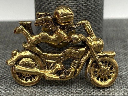 Camco Brass Tone Guardian Angel Motorcycle Biker Lapel Pin