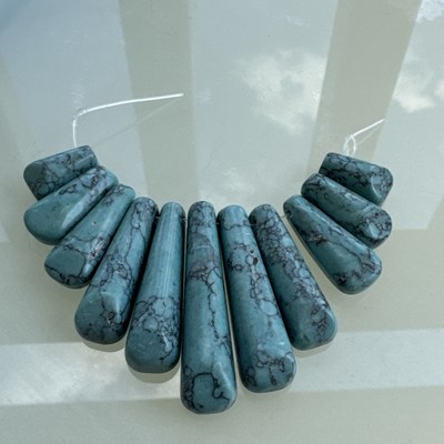 Pendant Bead Set For Making Necklace 11 Pcs Blue Turquoise Graduated Bead Set
