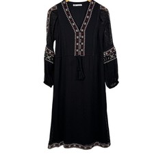 Zara Swiss Dot Embroidery Midi Boho Dress Size XS