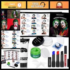 Complete Joker Makeup Kit for Halloween - Clown Face Paint, Green Hair Dye, Lip