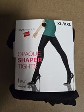Hanes Control Top Opaque Shaper Tights, Black, Size XL/XXL