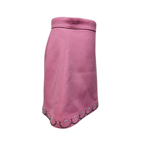 Minigonna Miu Miu rosa con perline lana vergine taglia 42 Preloved ottime condizioni - Foto 3 di 7