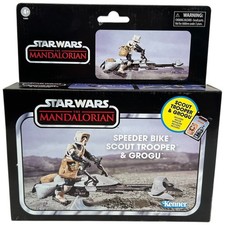 Star Wars Vintage Collection Speeder Bike Scout Trooper & Grogu 3.75 Figure 2023