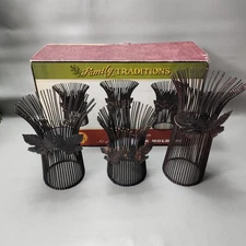 Cracker Barrel Family Traditions Fall Candle Holder Metal Set of 3 Tiered Leaves