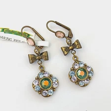 Michal Negrin Earrings Romantic Bow Pastel Floral Feminine Victorian Revival VTG