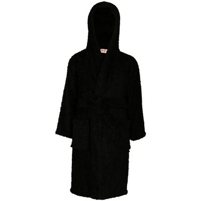 A2Z 4 Kids 100% Cotton Black Hooded Bathrobe Terry Towel Dressing Gown Unisex