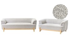 5-Sitzer Sofa Set Stoff hellgrau meliert mit breiten Armlehnen Holzfüße Alnor