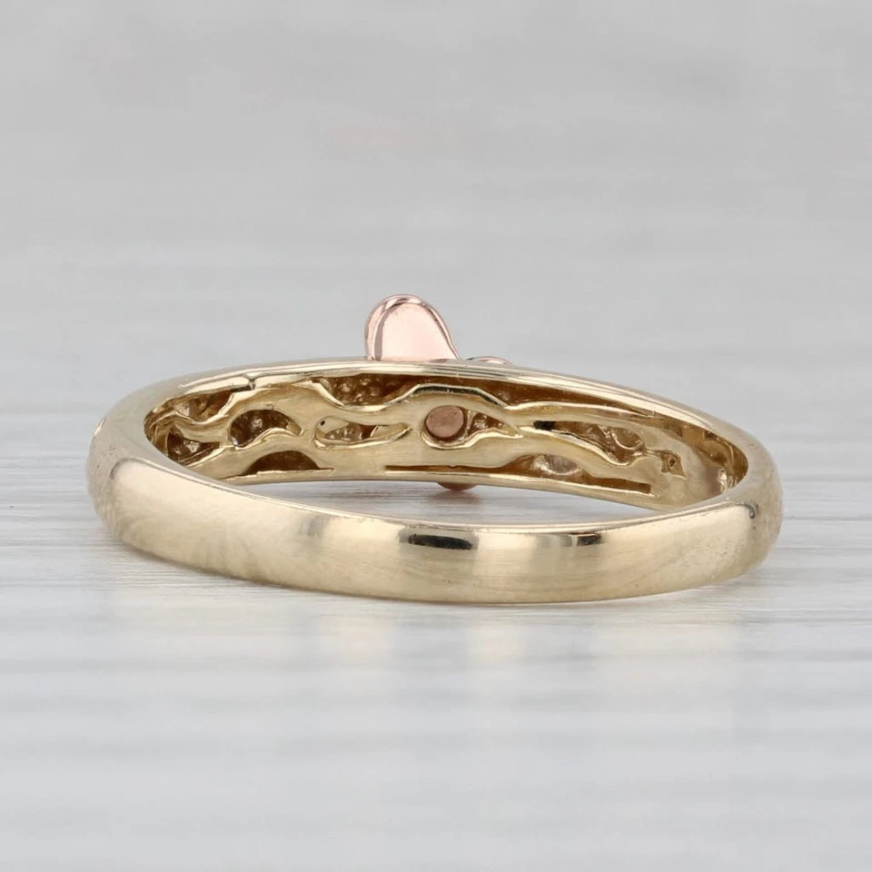 Anillo Buttefly Circonita Cúbica Oro Rosa Amarillo 14k Banda Apilable Foto 4 de 4